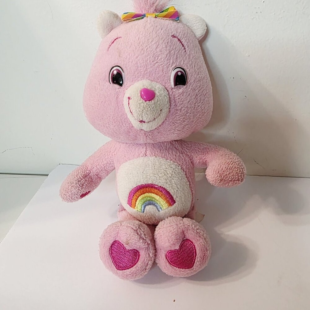 Vtg 2007 Care Bears Cheer Bear Pink Rainbow 9" Play Along Plush Stuffed Toy